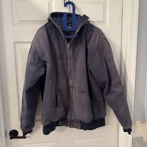 Corner Stone Men's Navy Duck Canvas Chore Hooded Jacket  Blue Sz XLT Quilted